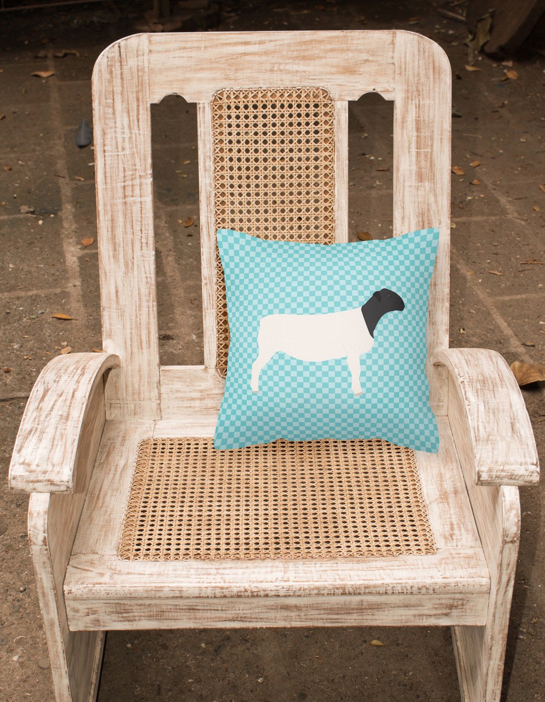 Dorper Sheep Blue Check Fabric Decorative Pillow BB8152PW1818 by Caroline's Treasures