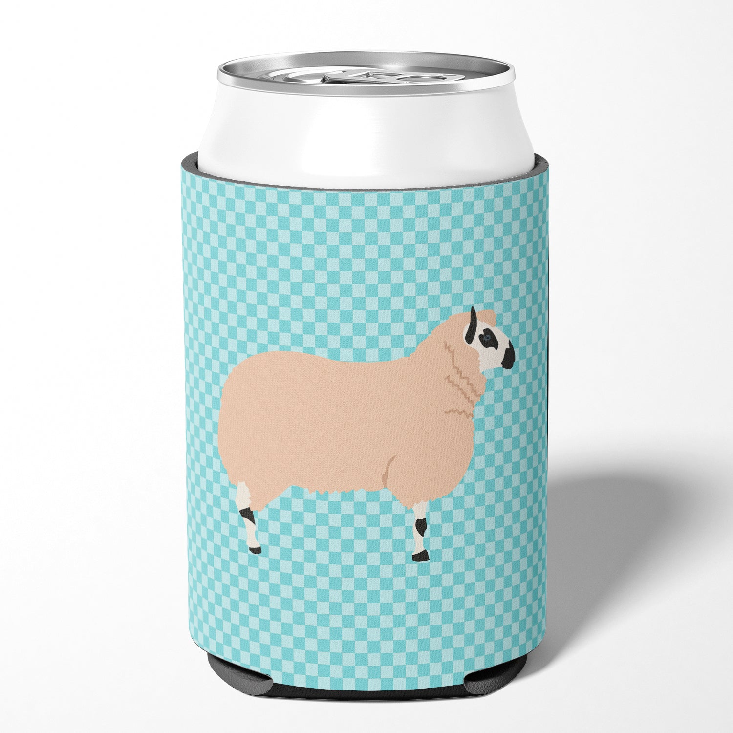 Kerry Hill Sheep Blue Check Can or Bottle Hugger BB8153CC