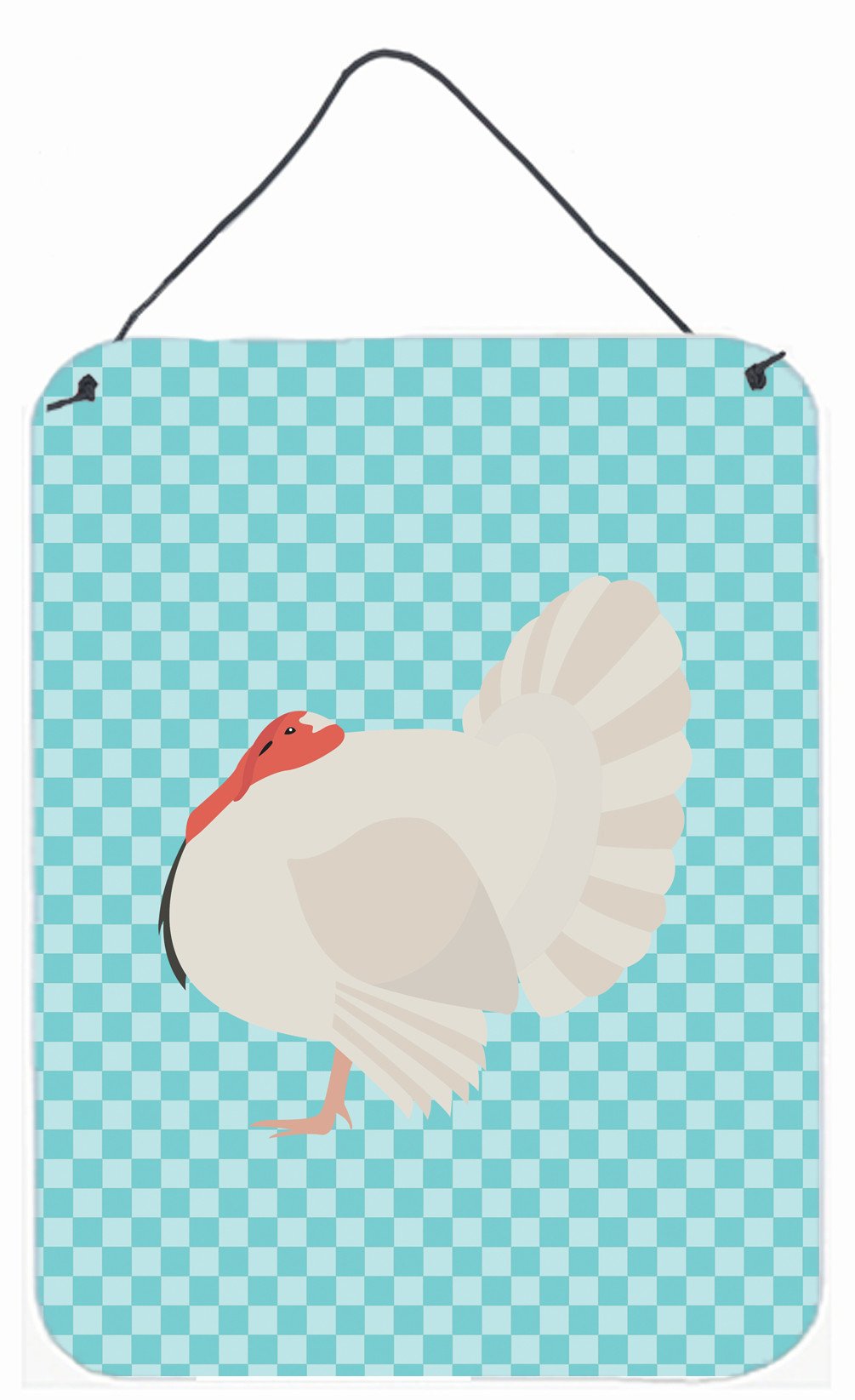 White Holland Turkey Blue Check Wall or Door Hanging Prints BB8157DS1216 by Caroline's Treasures