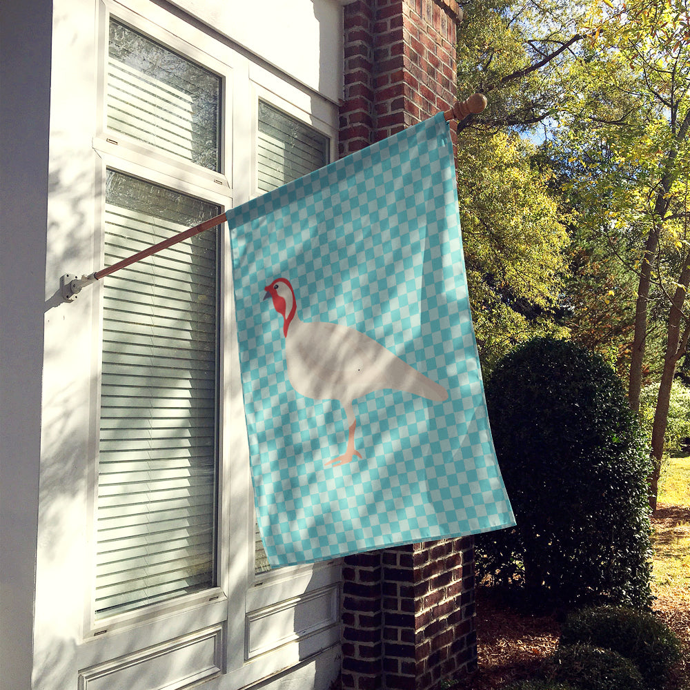 Beltsville Small White Turkey Hen Blue Check Flag Canvas House Size BB8163CHF