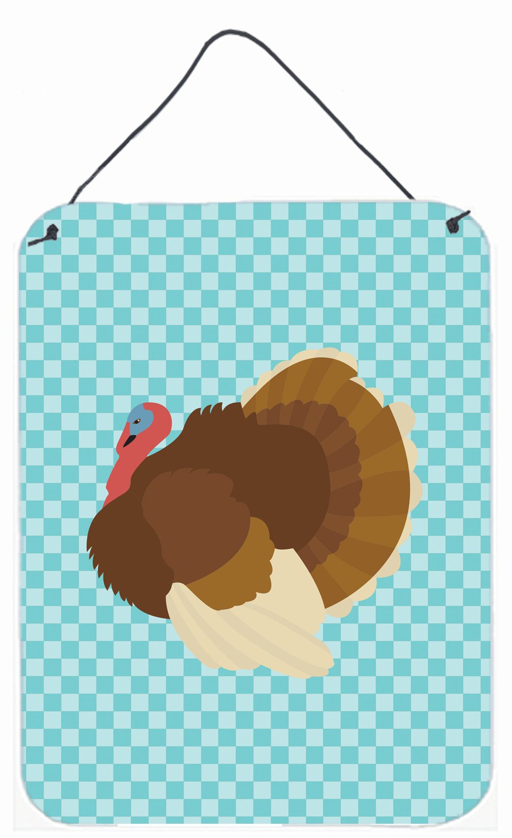 French Turkey Dindon Blue Check Wall or Door Hanging Prints BB8164DS1216 by Caroline's Treasures