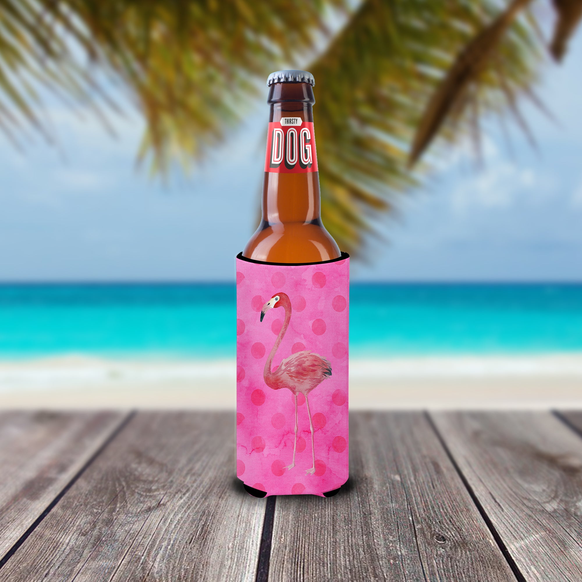 Flamingo Pink Polkadot  Ultra Hugger for slim cans BB8189MUK