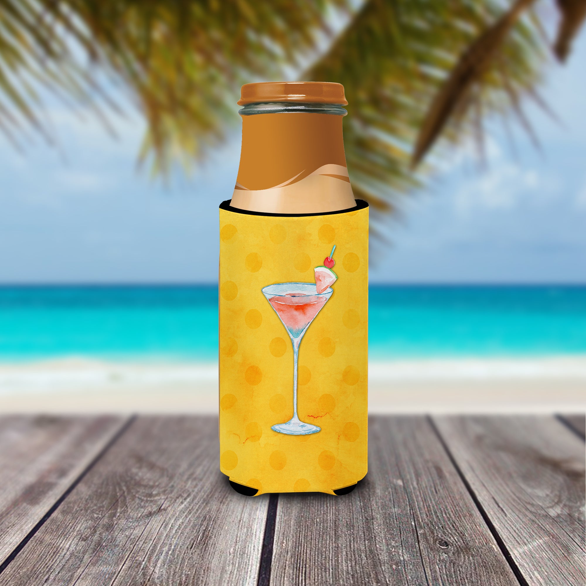 Summer Martini Yellow Polkadot  Ultra Hugger for slim cans BB8217MUK