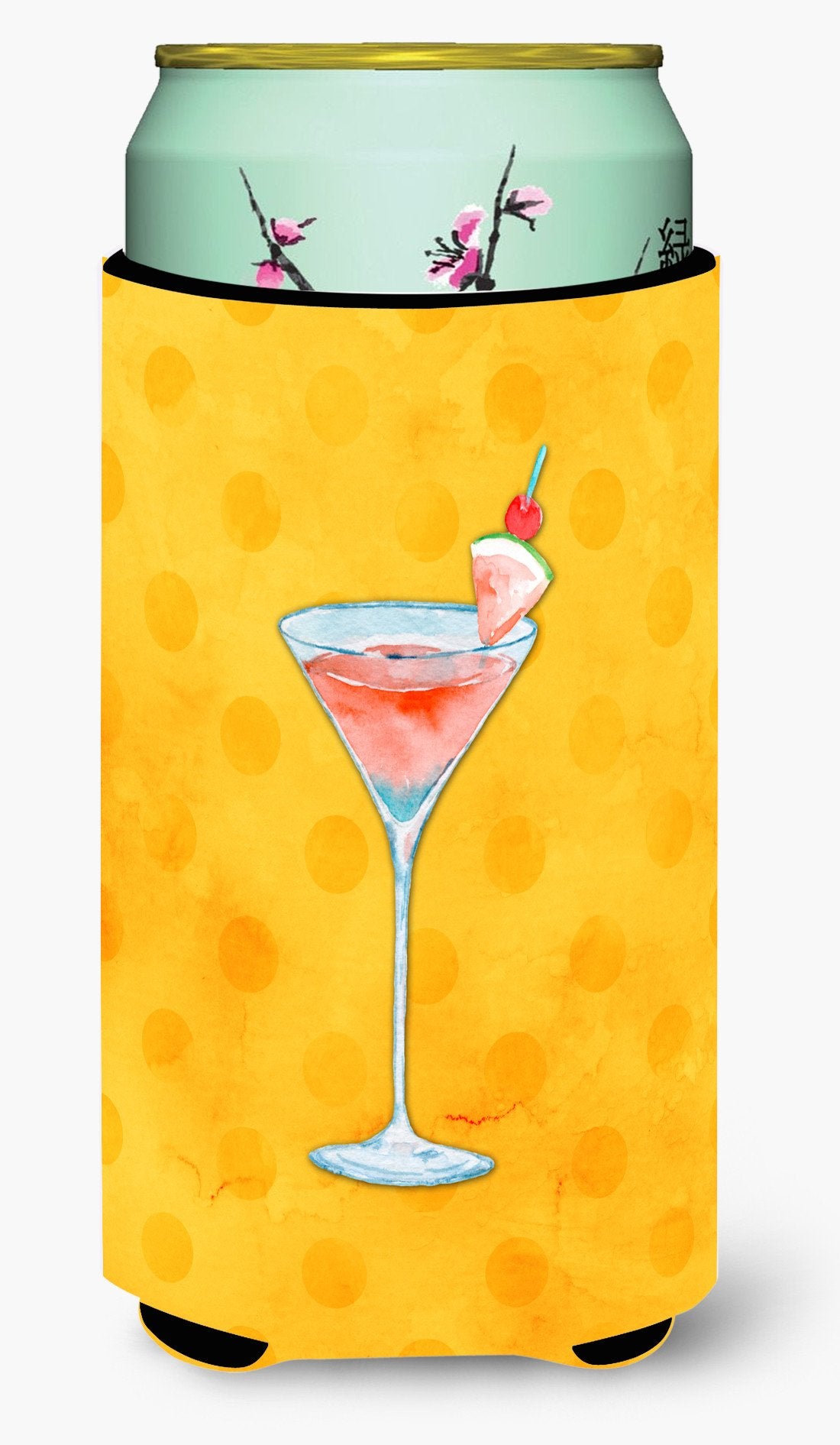 Summer Martini Yellow Polkadot Tall Boy Beverage Insulator Hugger BB8217TBC by Caroline&#39;s Treasures
