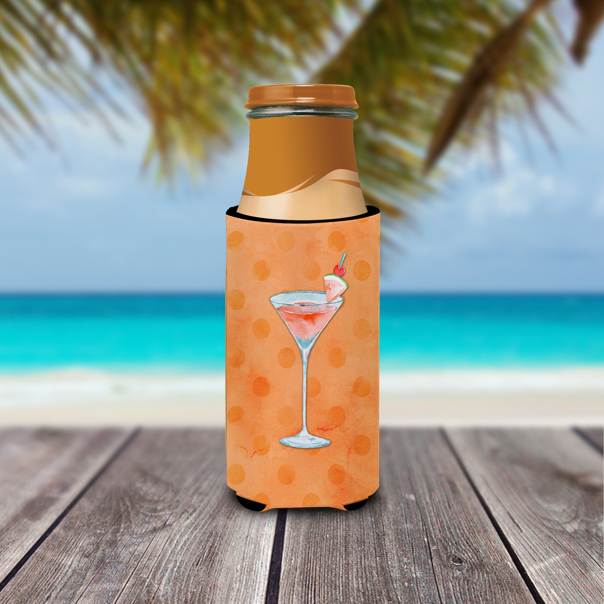Summer Martini Orange Polkadot  Ultra Hugger for slim cans BB8218MUK