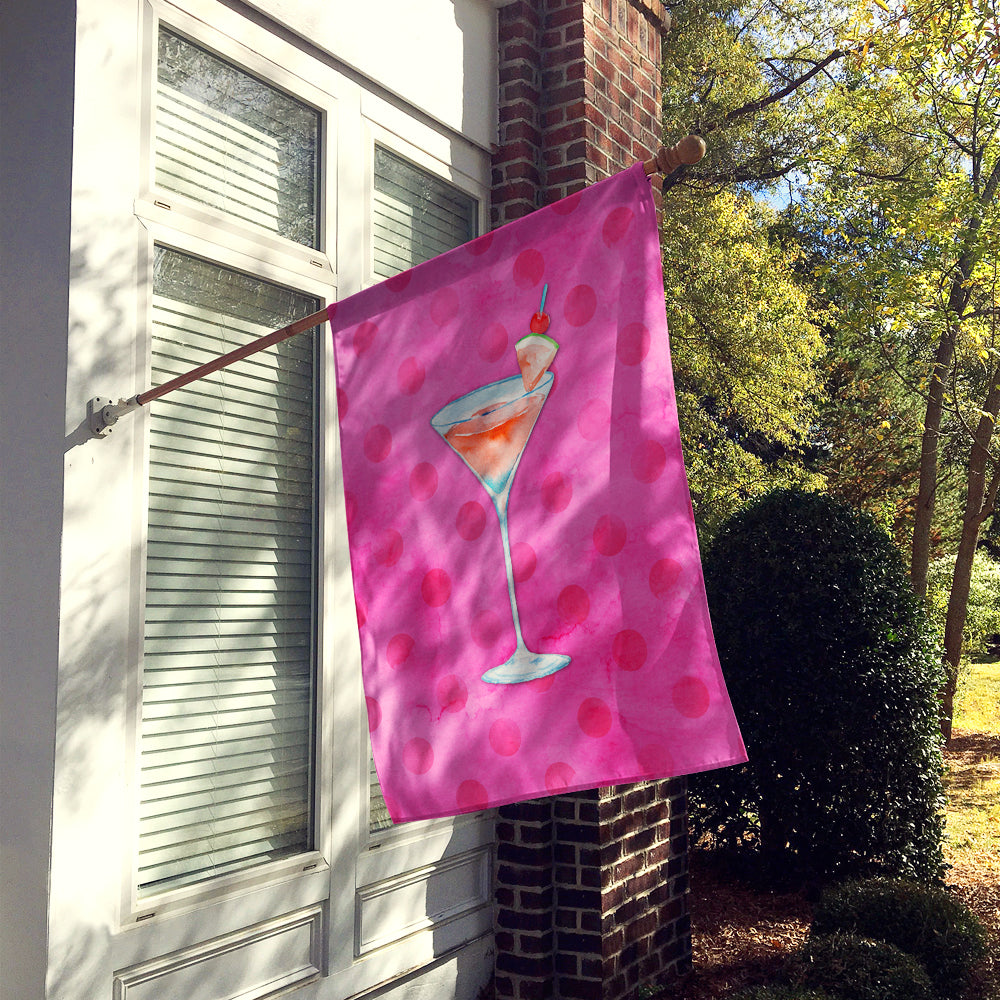 Summer Martini Pink Polkadot Flag Canvas House Size BB8219CHF