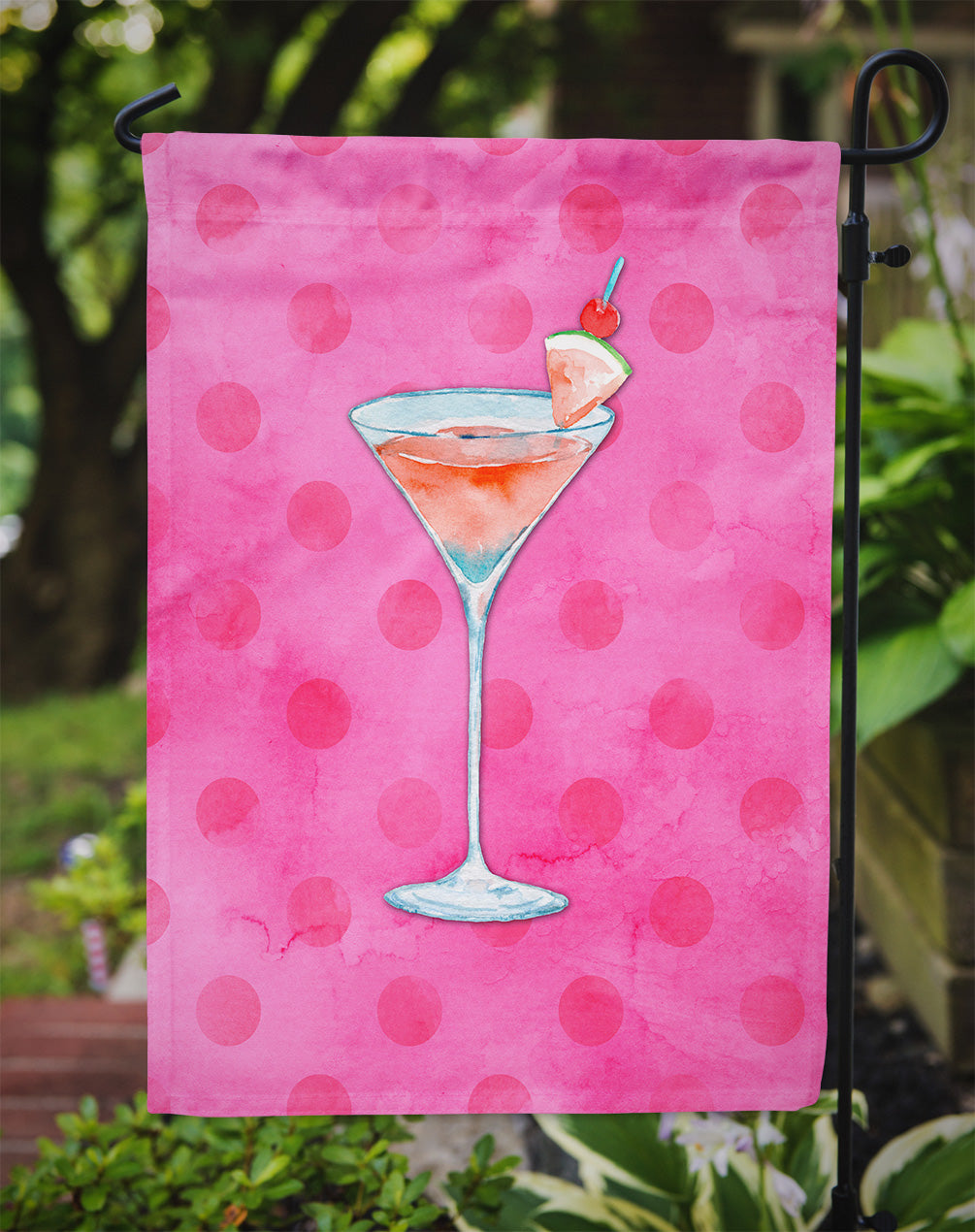 Summer Martini Pink Polkadot Flag Garden Size BB8219GF