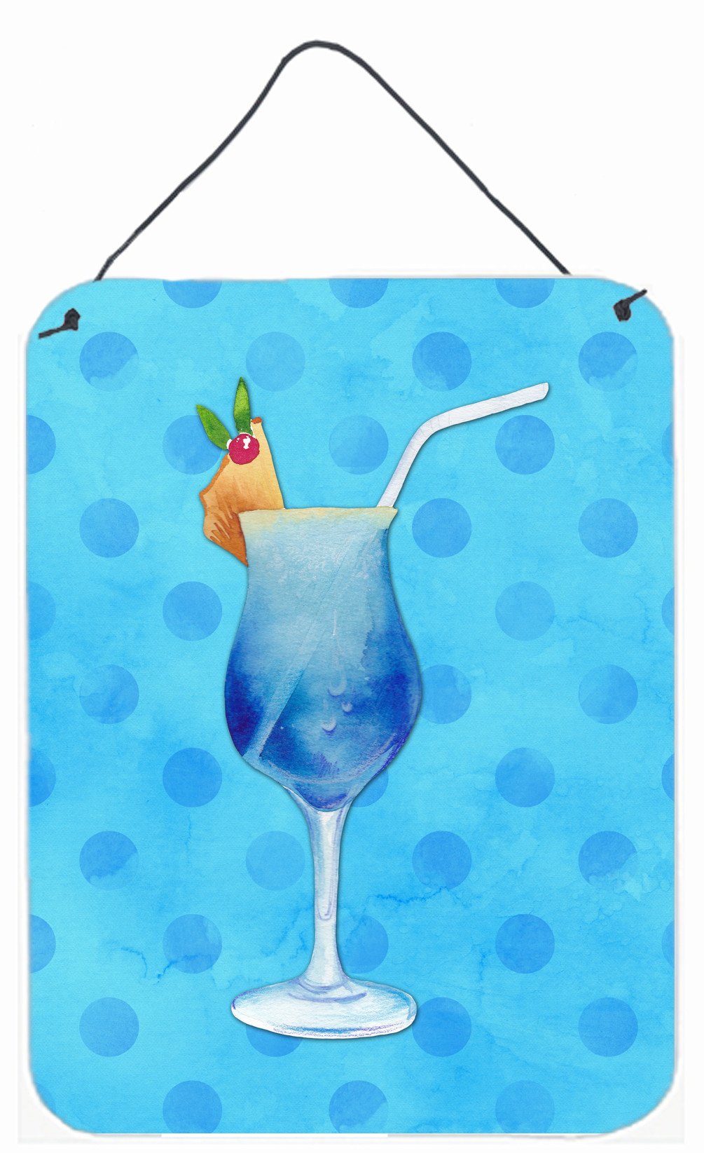 Summer Cocktail Blue Polkadot Wall or Door Hanging Prints BB8231DS1216 by Caroline's Treasures