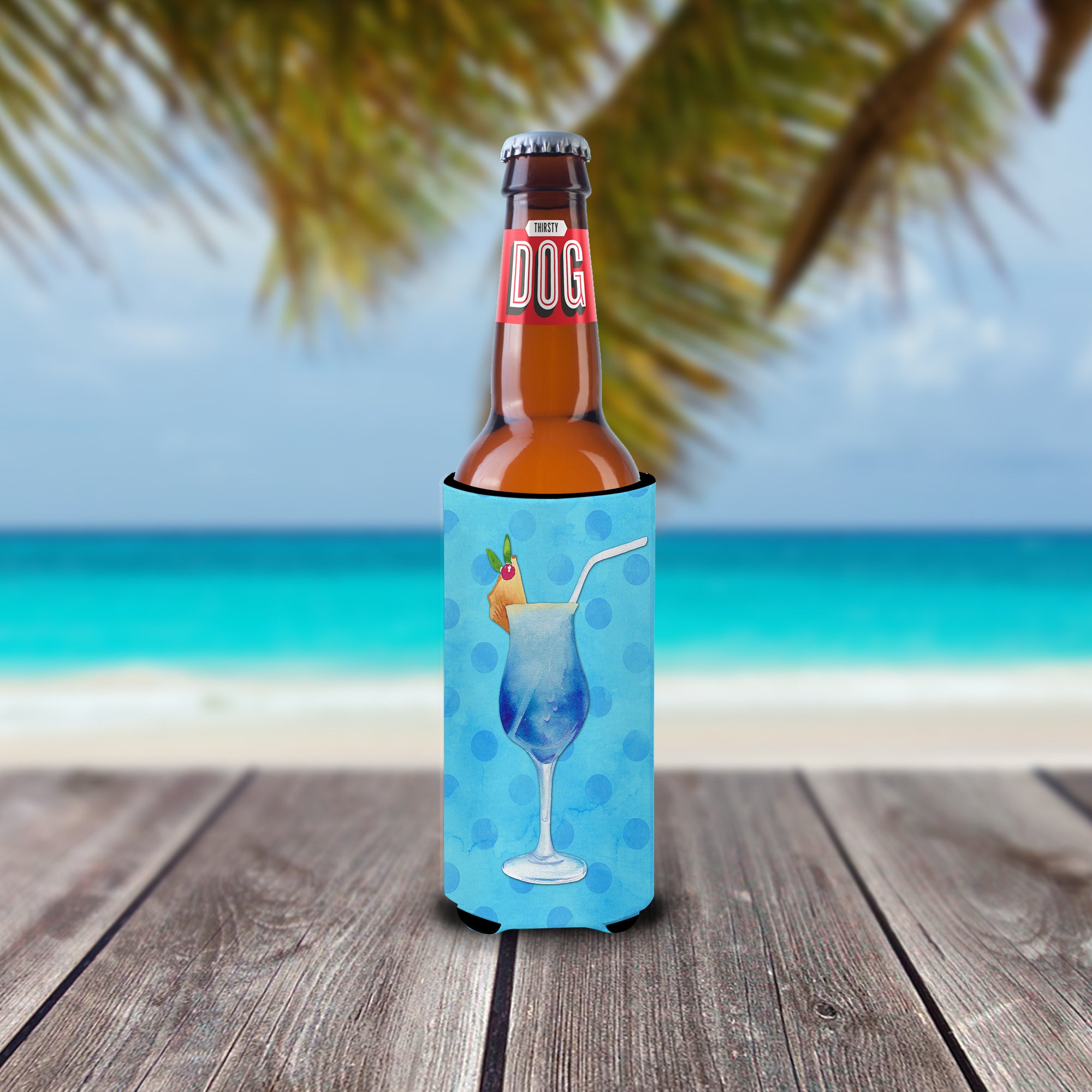Summer Cocktail Blue Polkadot  Ultra Hugger for slim cans BB8231MUK