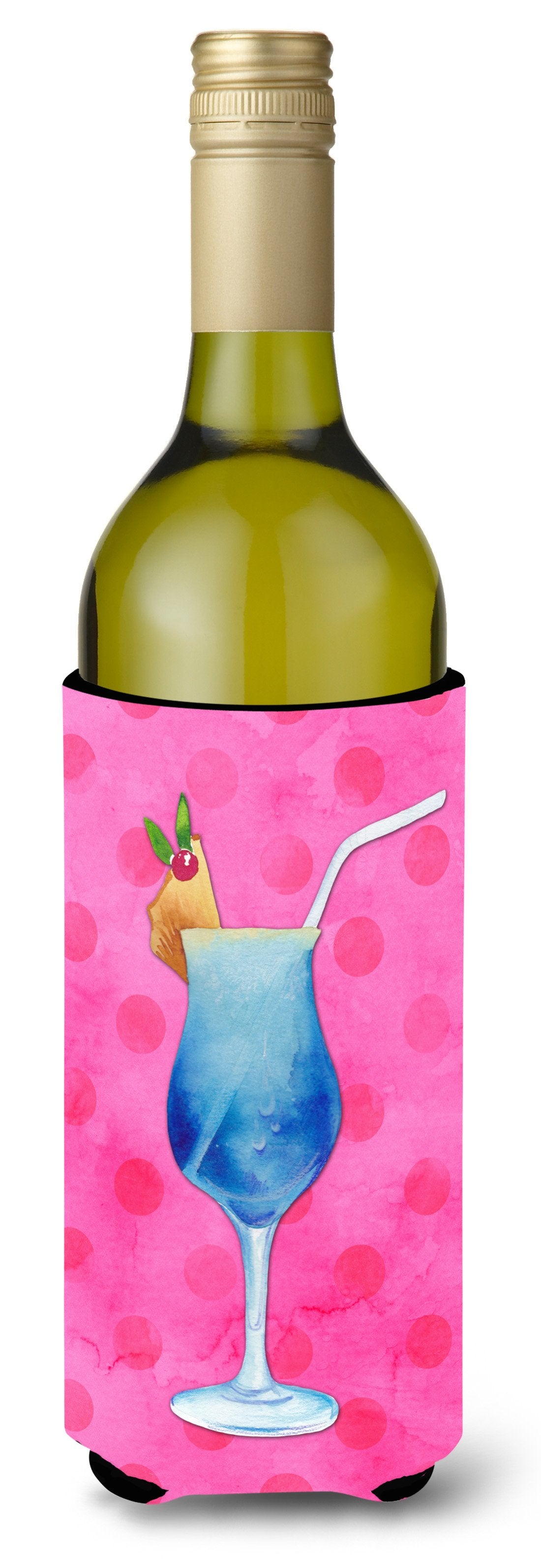 Summer Cocktail Pink Polkadot Wine Bottle Beverge Insulator Hugger by Caroline's Treasures