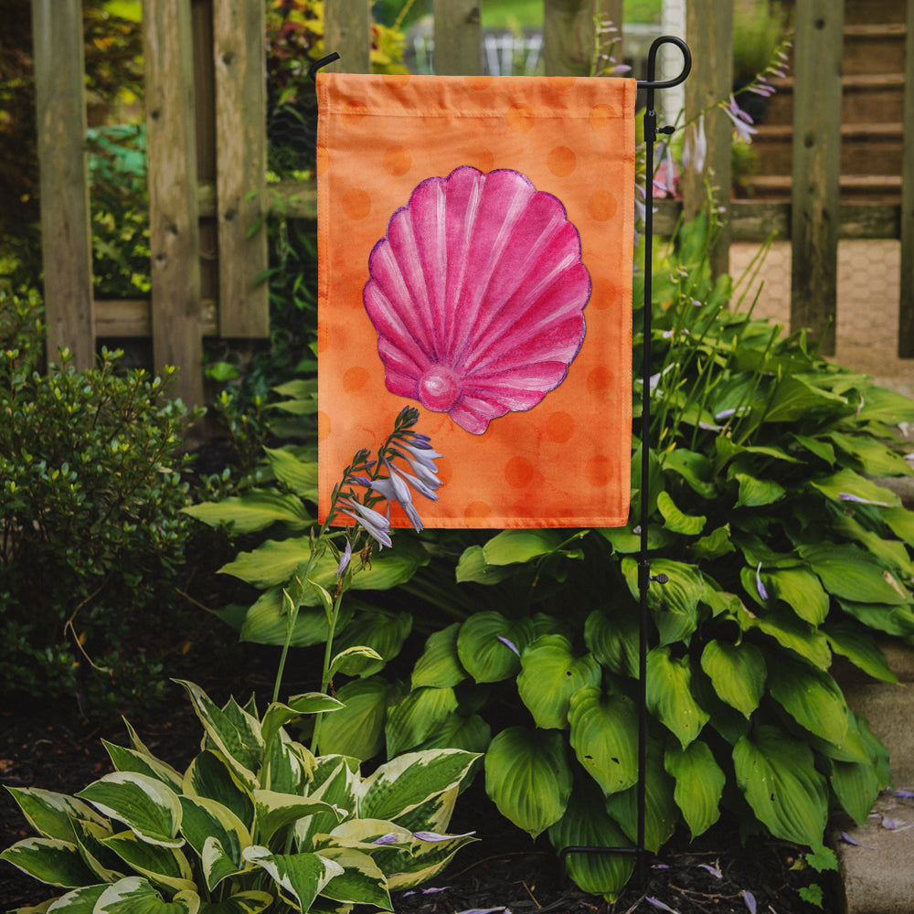 Pink Sea Shell Orange Polkadot Flag Garden Size BB8243GF