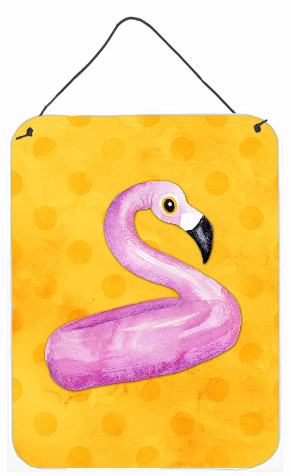 Flamingo Floaty Yellow Polkadot Wall or Door Hanging Prints BB8257DS1216 by Caroline's Treasures