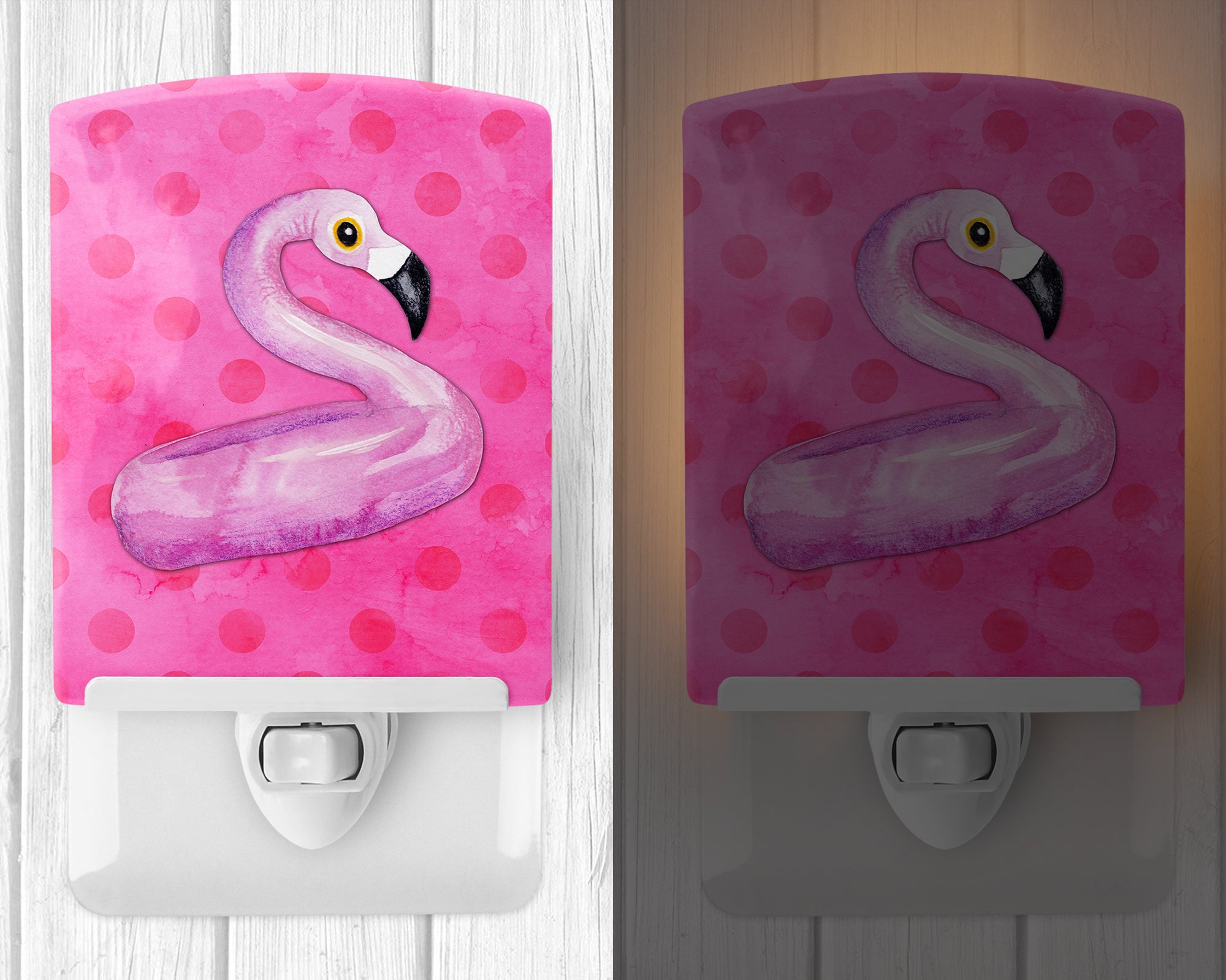 Flamingo Floaty Pink Polkadot Ceramic Night Light BB8259CNL - the-store.com