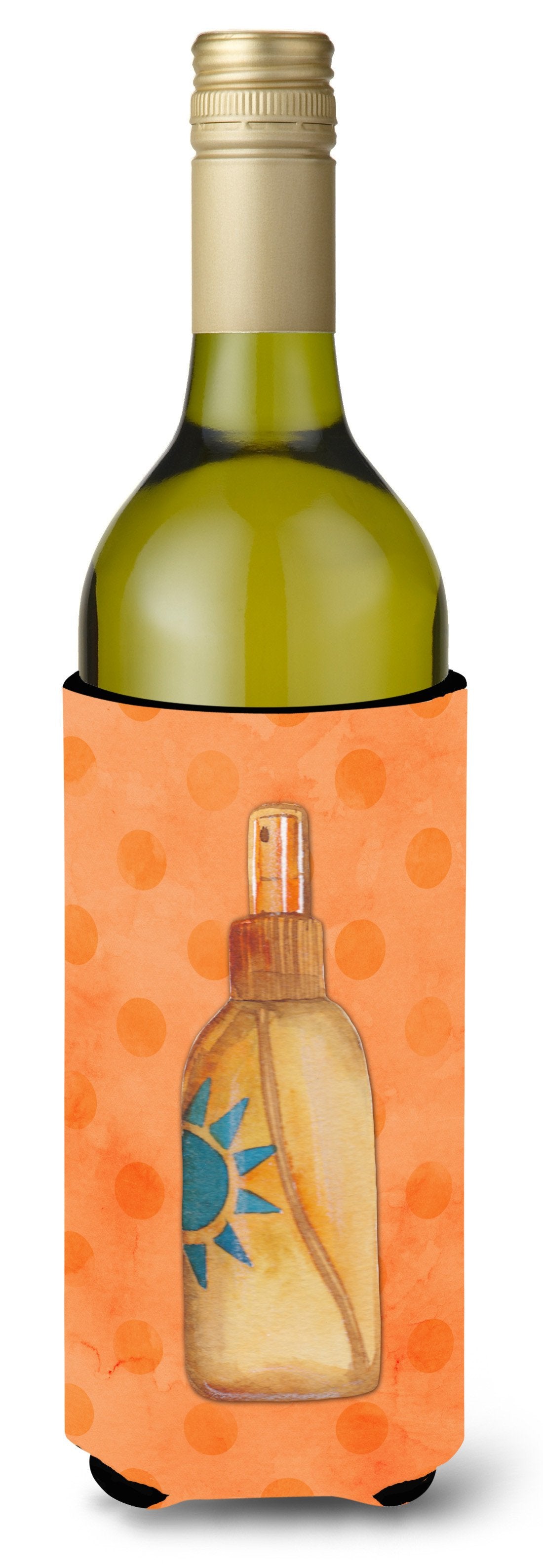 Message in a Bottle Orange Polkadot Wine Bottle Beverge Insulator Hugger BB8263LITERK by Caroline&#39;s Treasures