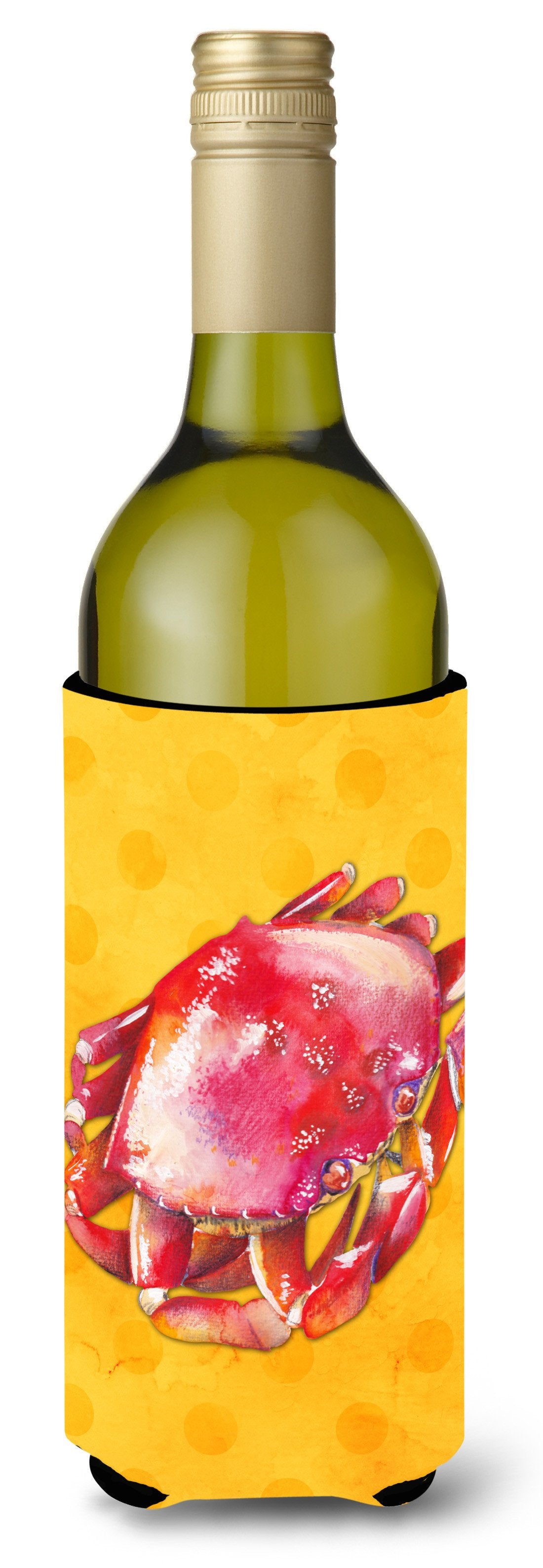Crab Yellow Polkadot Wine Bottle Beverge Insulator Hugger BB8267LITERK by Caroline's Treasures