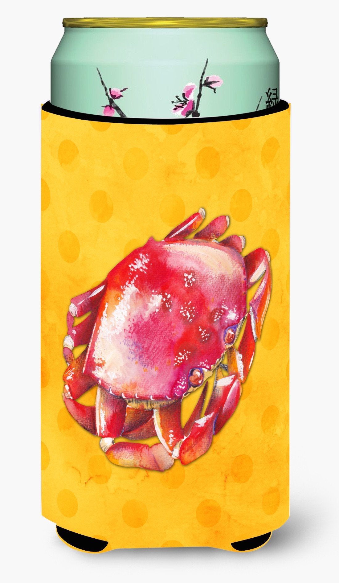 Crab Yellow Polkadot Tall Boy Beverage Insulator Hugger BB8267TBC by Caroline's Treasures