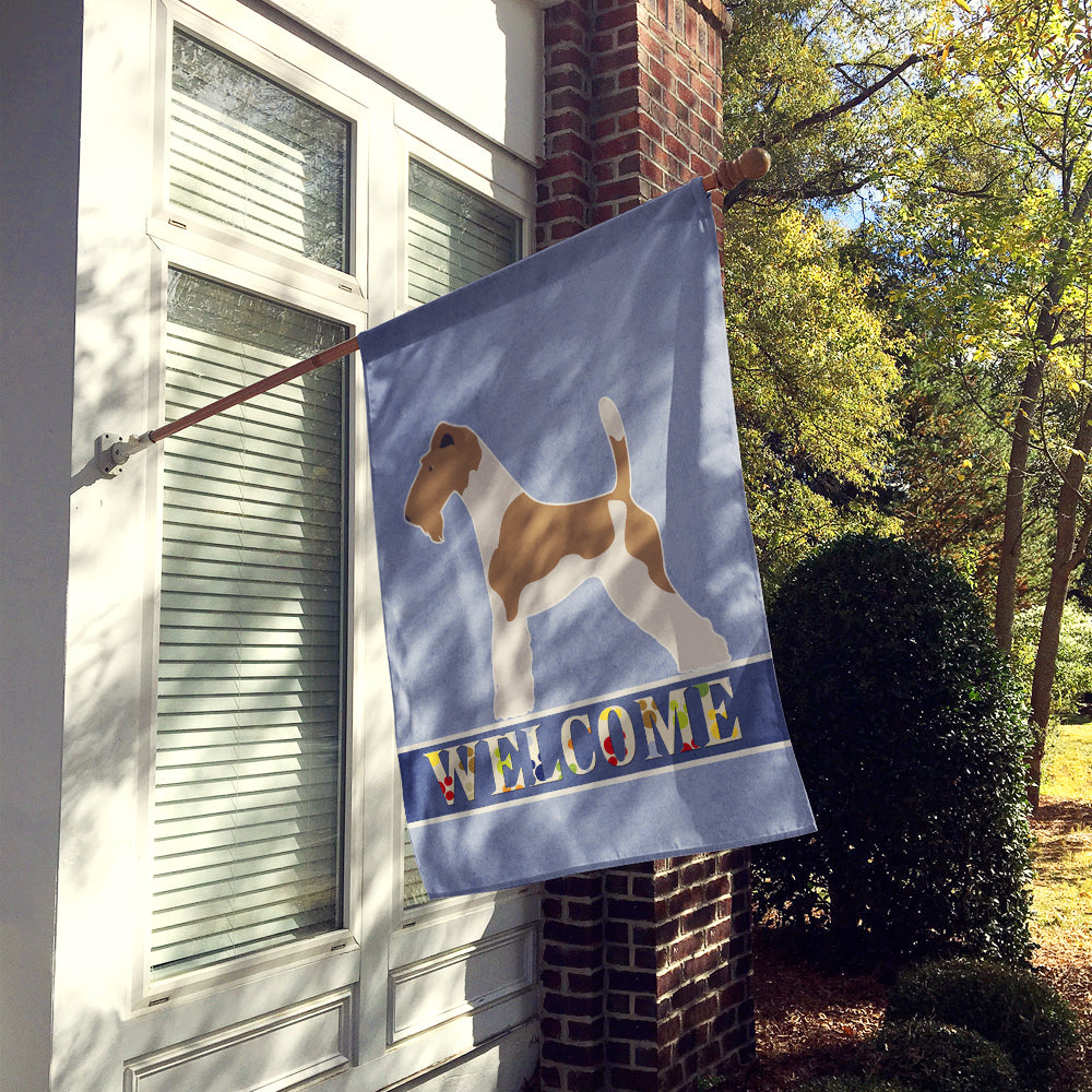 Wire Fox Terrier Welcome Flag Canvas House Size BB8284CHF