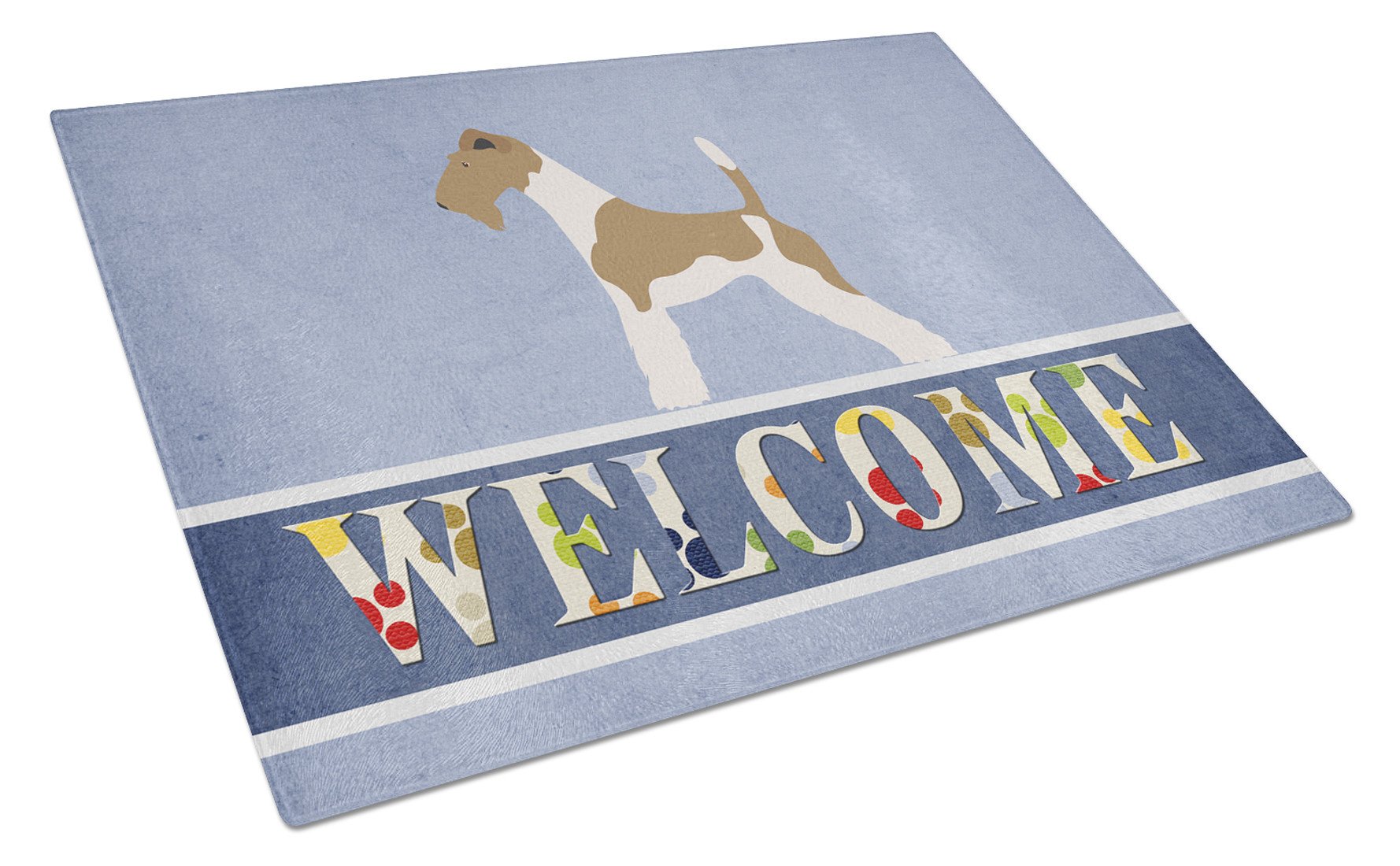 Wire Fox Terrier Welcome Glass Cutting Board Large BB8284LCB by Caroline's Treasures