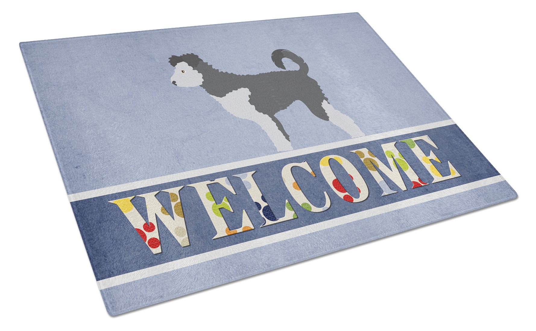 Pumi Welcome Glass Cutting Board Large BB8297LCB by Caroline's Treasures