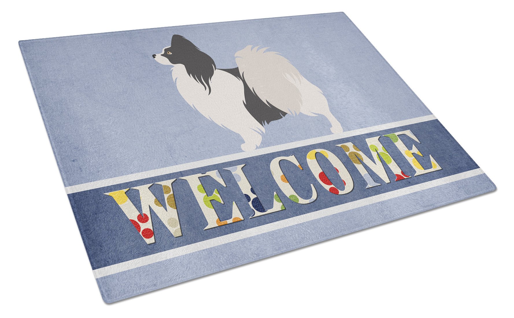 Papillon Welcome Glass Cutting Board Large BB8322LCB by Caroline's Treasures