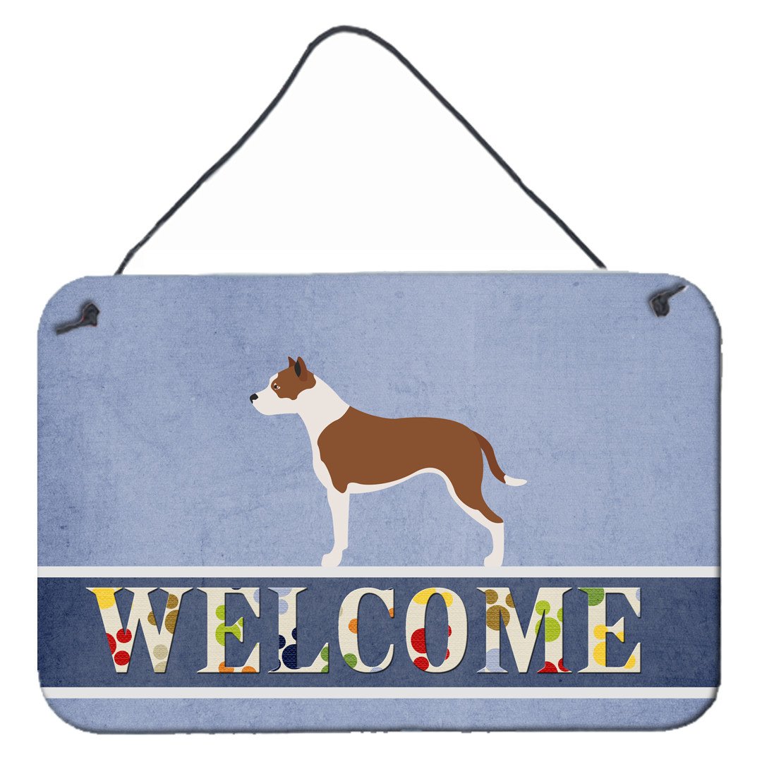 Pit Bull Terrier Welcome Wall or Door Hanging Prints BB8325DS812 by Caroline's Treasures