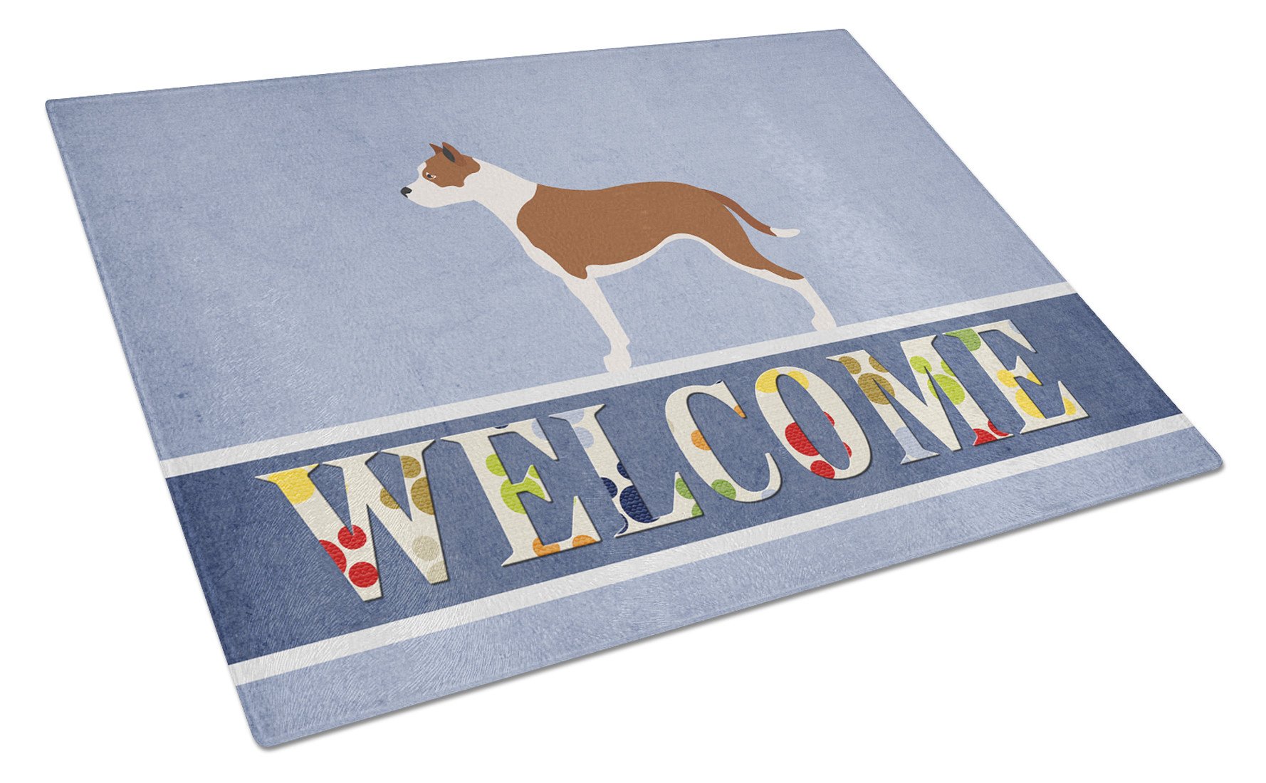 Pit Bull Terrier Welcome Glass Cutting Board Large BB8325LCB by Caroline's Treasures