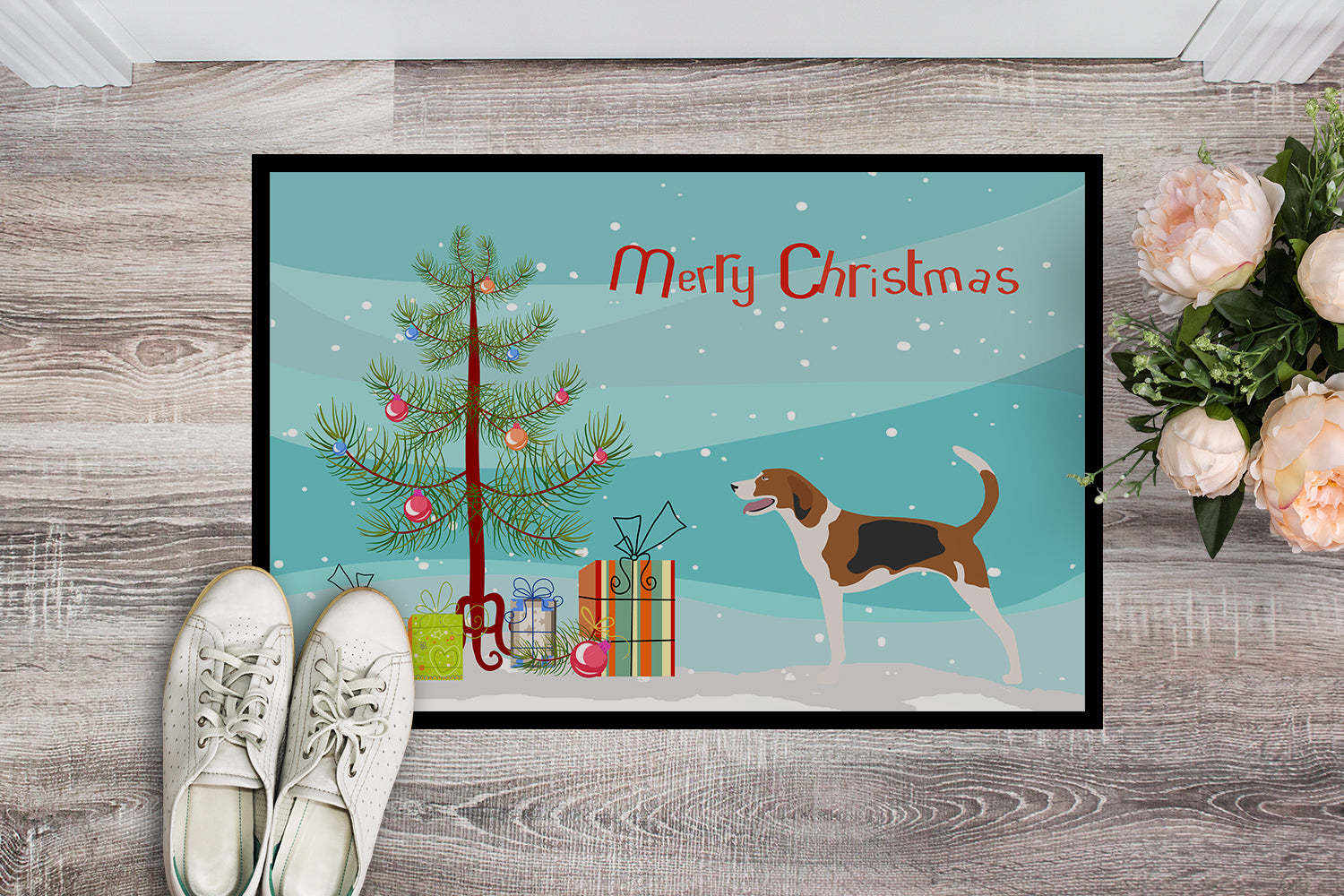 American Foxhound Christmas Indoor or Outdoor Mat 18x27 BB8433MAT - the-store.com