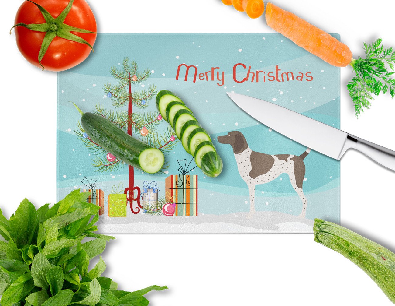 German Shorthaired Pointer Christmas Glass Cutting Board Large BB8445LCB by Caroline's Treasures