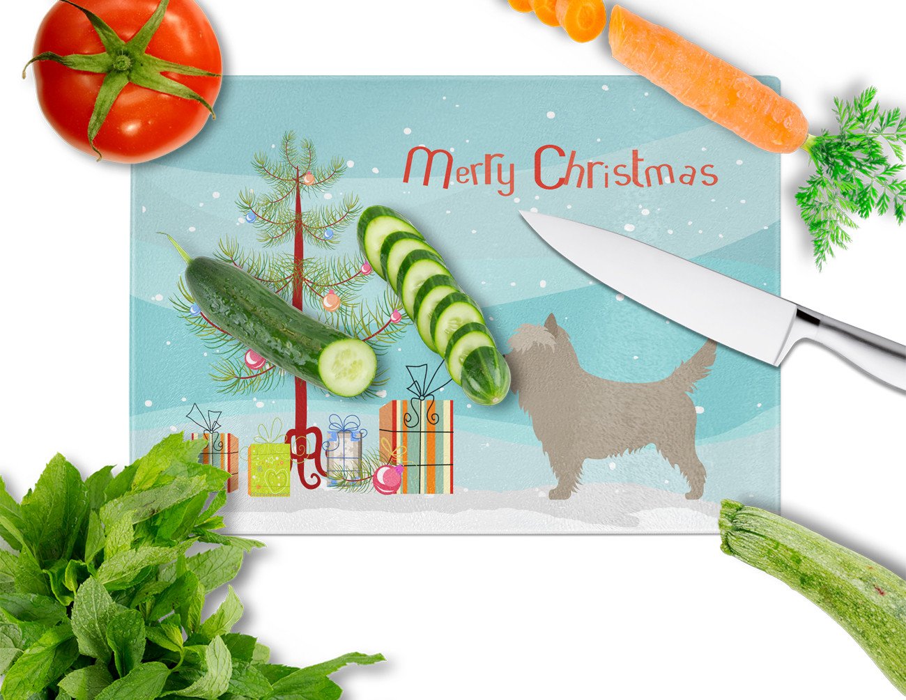 Cairn Terrier Christmas Glass Cutting Board Large BB8448LCB by Caroline's Treasures