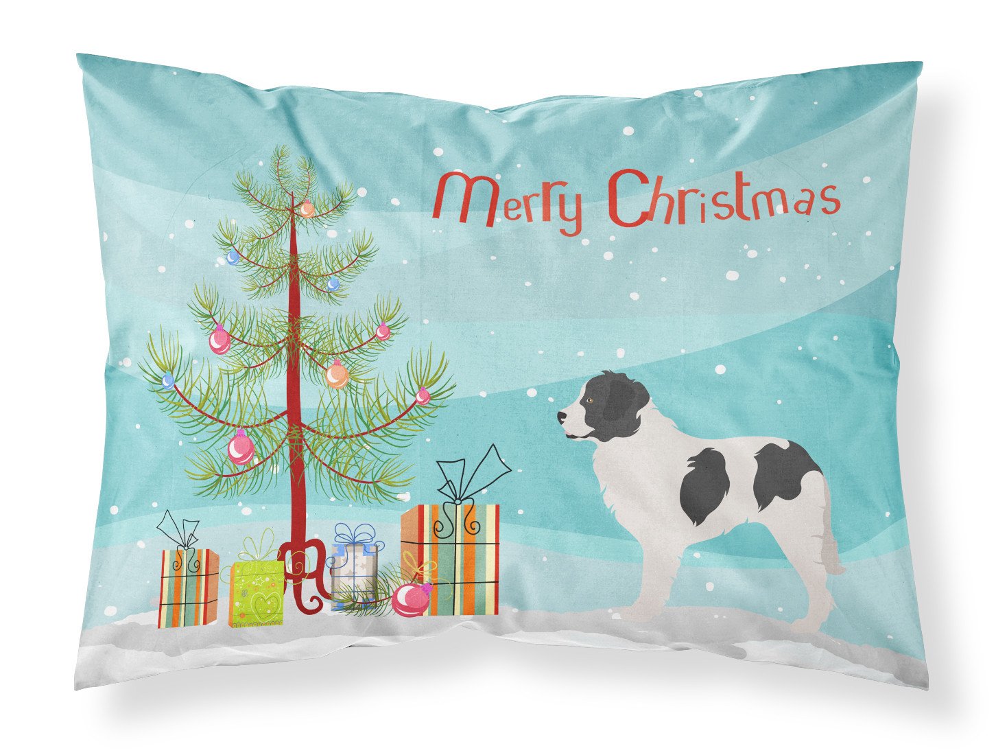 Landseer Christmas Fabric Standard Pillowcase BB8493PILLOWCASE by Caroline's Treasures