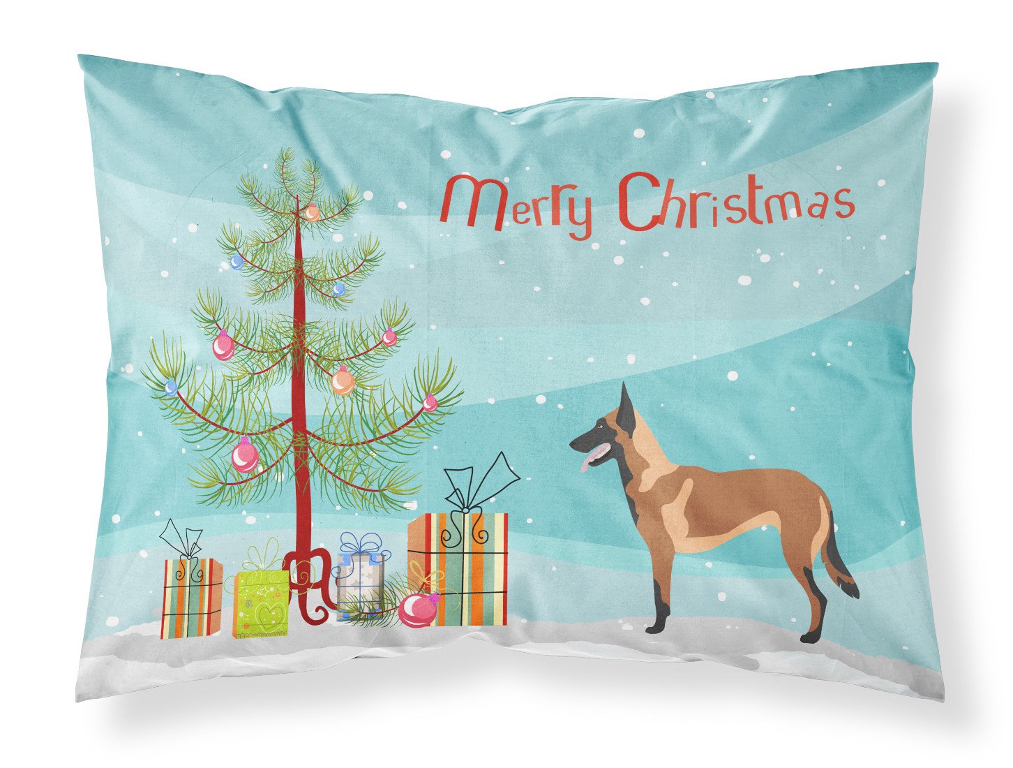 Malinois Belgian Shepherd  Christmas Fabric Standard Pillowcase BB8494PILLOWCASE by Caroline's Treasures