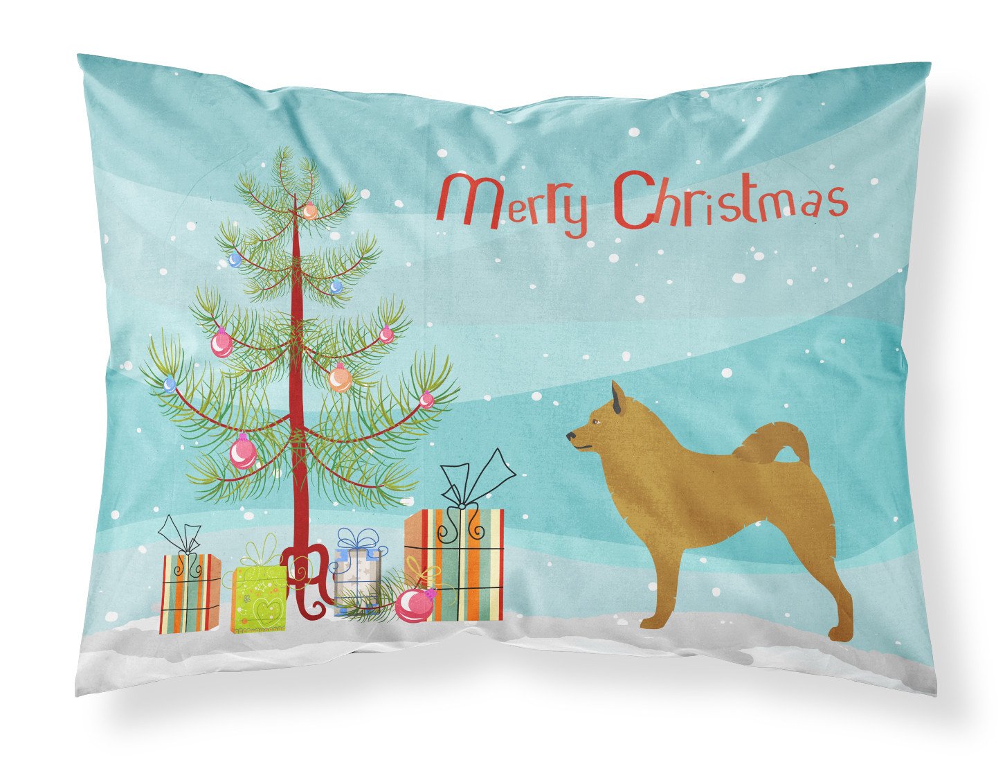 Finnish Spitz Christmas Fabric Standard Pillowcase BB8505PILLOWCASE by Caroline's Treasures