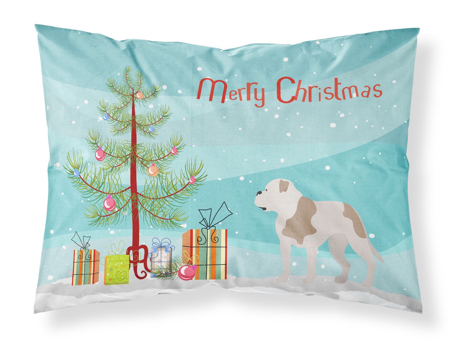 American Bulldog Christmas Fabric Standard Pillowcase BB8510PILLOWCASE by Caroline's Treasures