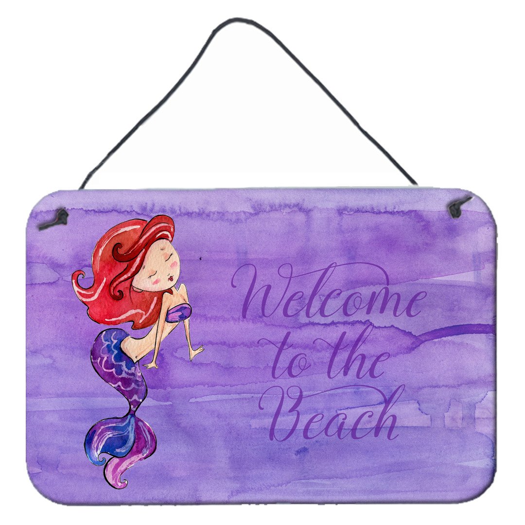 Mermaid Welcome Purple Wall or Door Hanging Prints BB8514DS812 by Caroline's Treasures