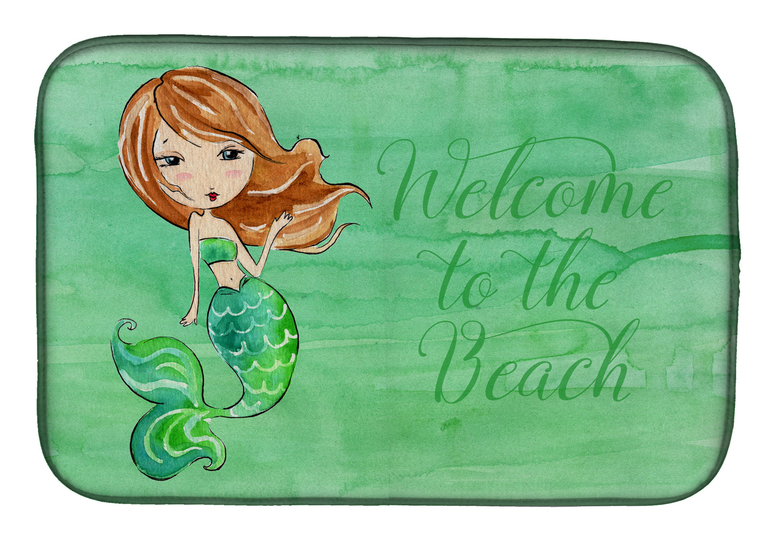Mermaid Welcome Green Dish Drying Mat BB8515DDM