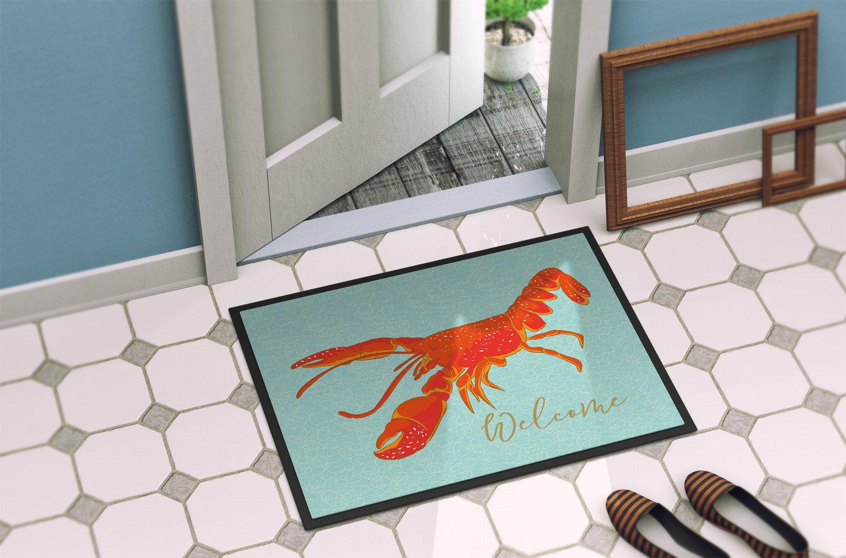Lobster Welcome Indoor or Outdoor Mat 24x36 BB8534JMAT by Caroline's Treasures
