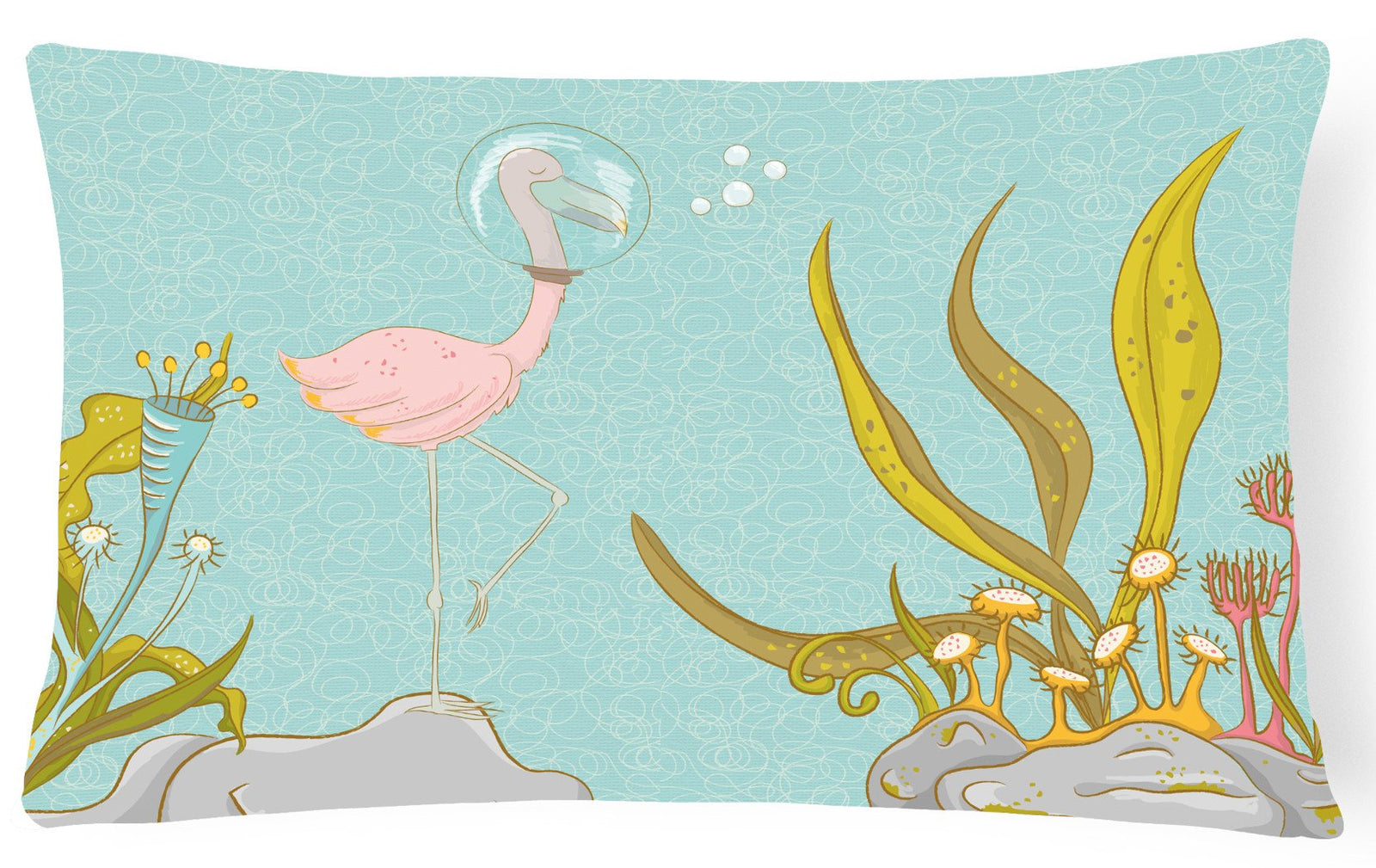 Flamingo Underwater #2 Canvas Fabric Decorative Pillow BB8557PW1216 by Caroline's Treasures