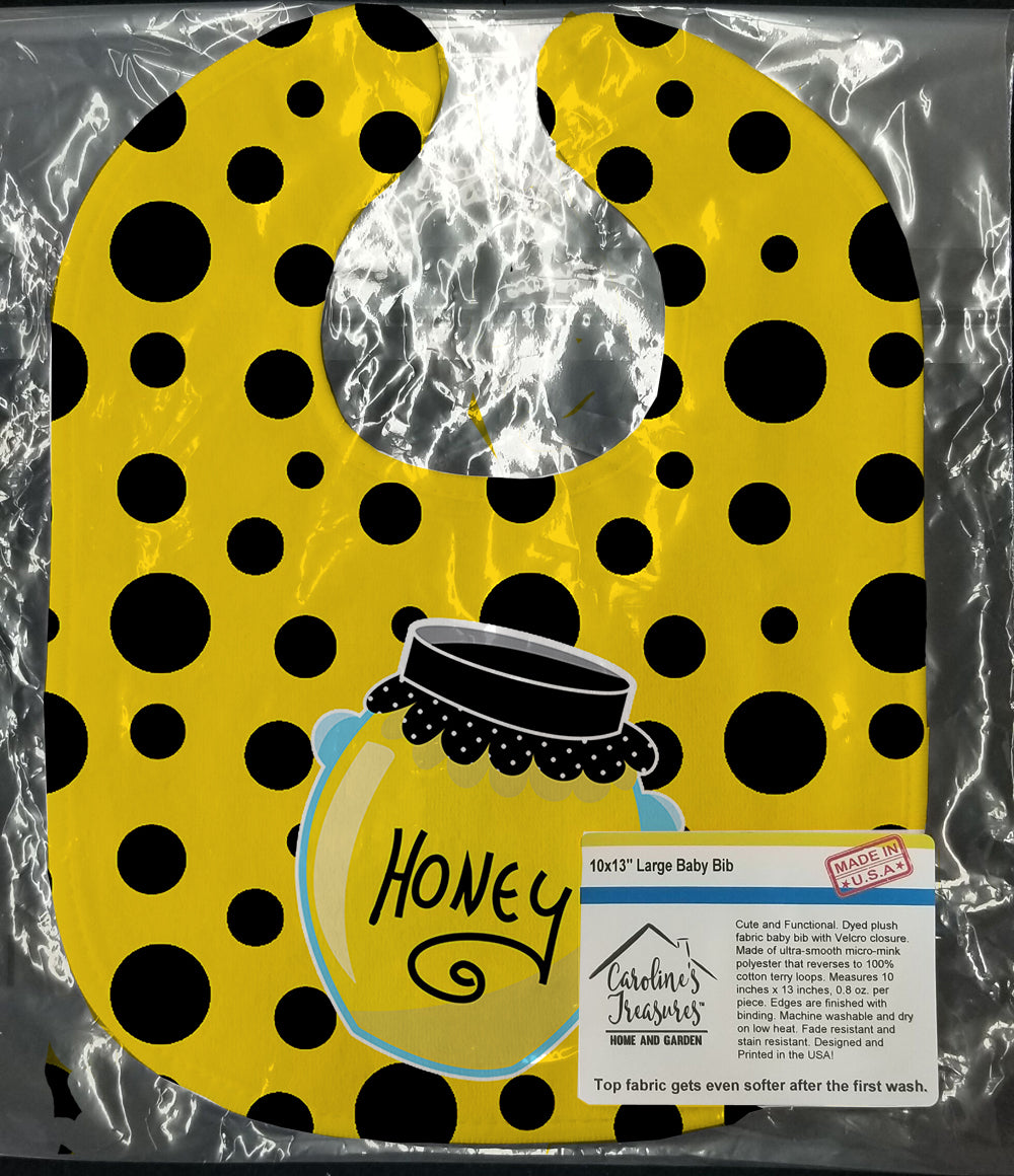 Bee Honey Jar on Polkadots Baby Bib BB8598BIB - the-store.com