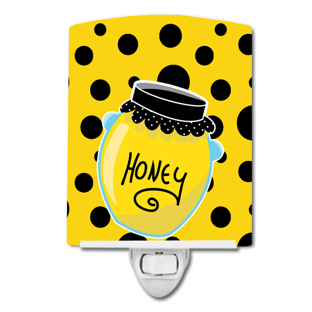 Bee Honey Jar on Polkadots Ceramic Night Light BB8598CNL - the-store.com