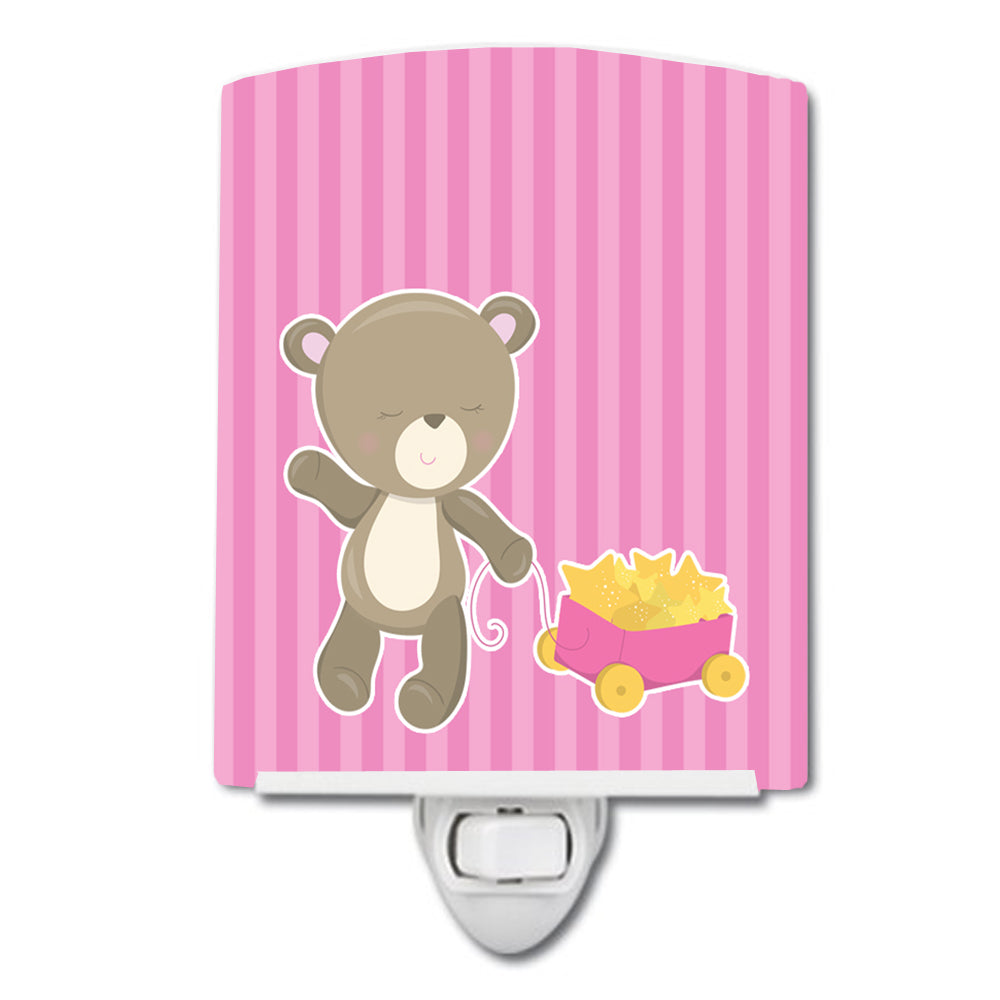 Baby Girl Bear Wagon Ceramic Night Light BB8619CNL - the-store.com
