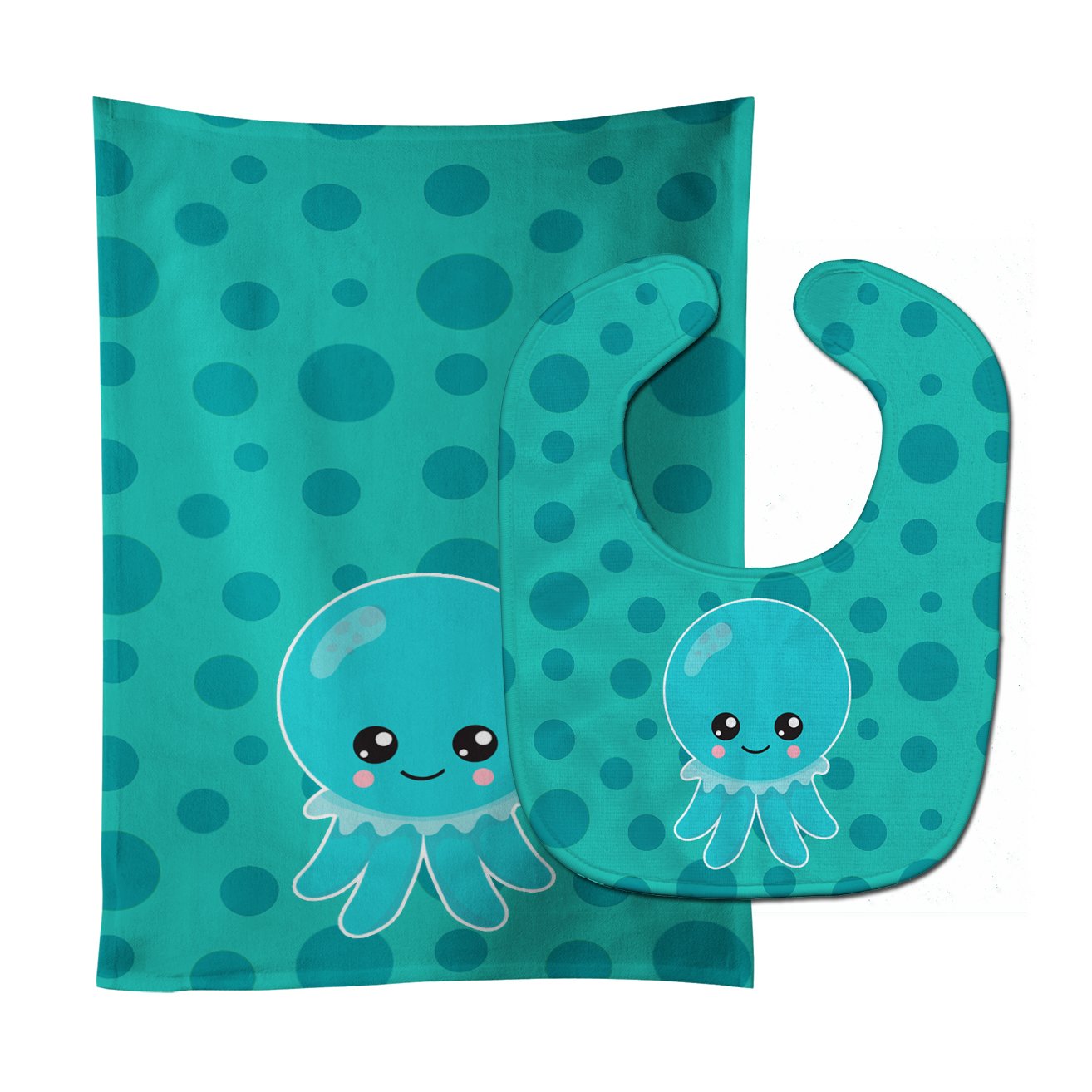 Ocean Octopus Blue Baby Bib & Burp Cloth BB8794STBU by Caroline's Treasures
