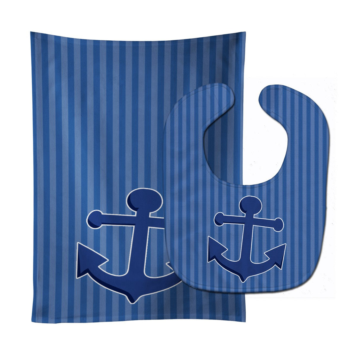 Nautical Anchor Baby Bib &amp; Burp Cloth BB8886STBU by Caroline&#39;s Treasures