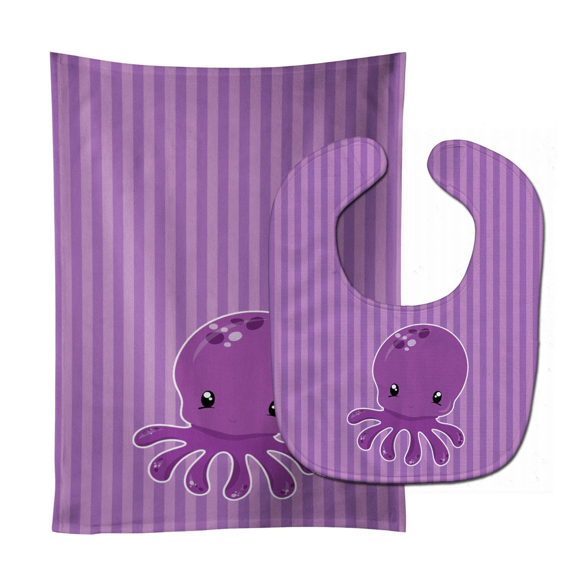 Nautical Purple Octopus Baby Bib &amp; Burp Cloth BB8904STBU by Caroline&#39;s Treasures