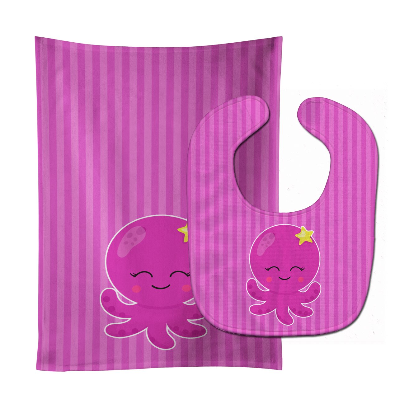 Nautical Pink Octopus #2 Baby Bib & Burp Cloth BB8906STBU by Caroline's Treasures