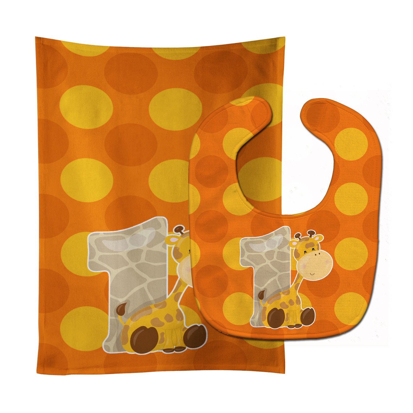 Zoo Month 1 Giraffe Baby Bib & Burp Cloth BB9008STBU by Caroline's Treasures
