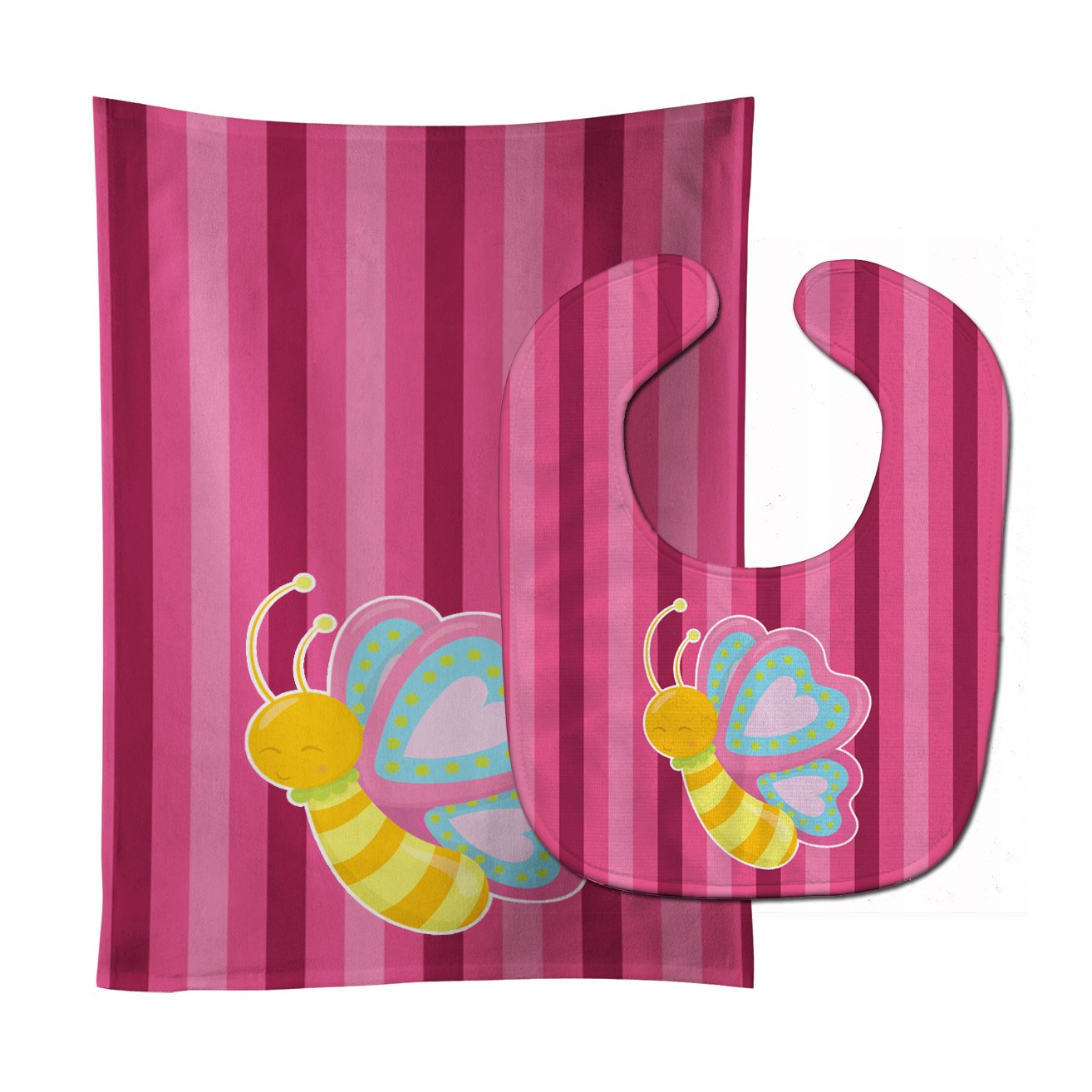 Butterfly Pink Baby Bib & Burp Cloth BB9058STBU by Caroline's Treasures