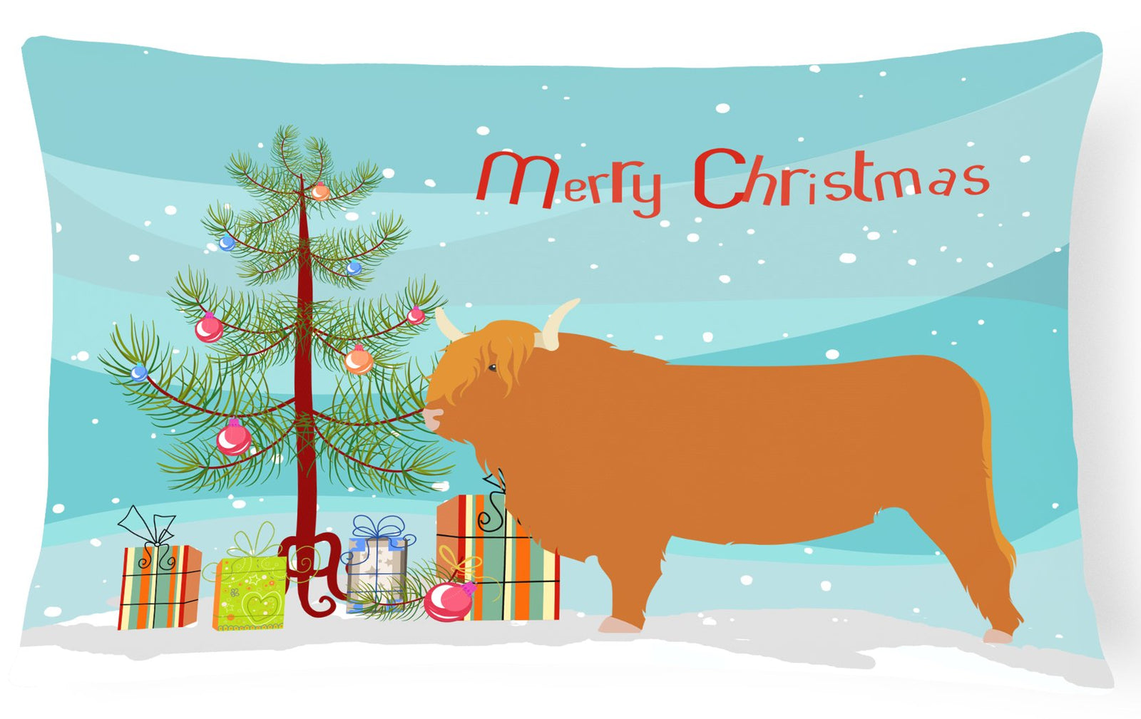 Highland Cow Christmas Canvas Fabric Decorative Pillow BB9187PW1216 by Caroline's Treasures
