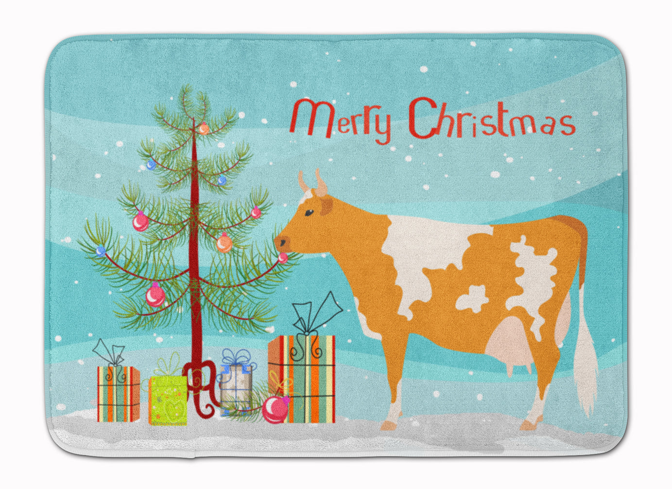 Guernsey Cow Christmas Machine Washable Memory Foam Mat BB9188RUG - the-store.com