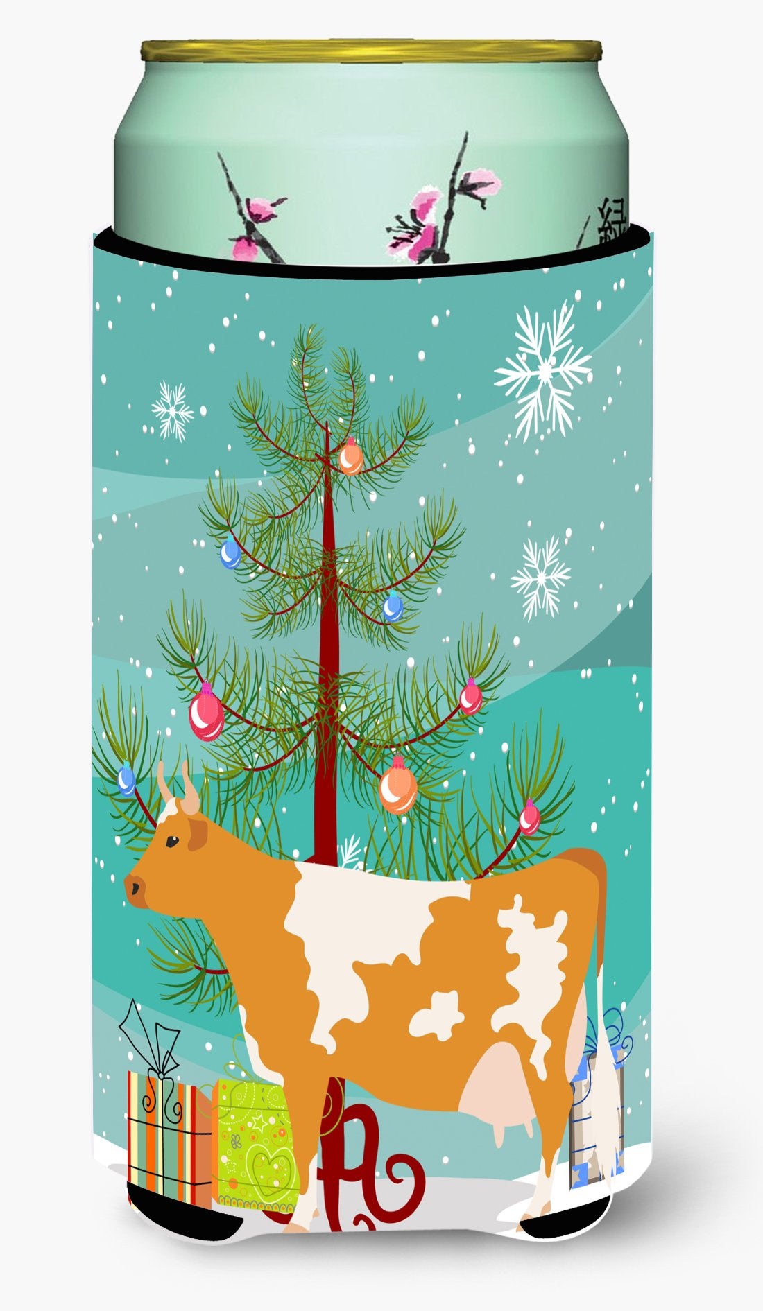 Guernsey Cow Christmas Tall Boy Beverage Insulator Hugger BB9188TBC by Caroline's Treasures