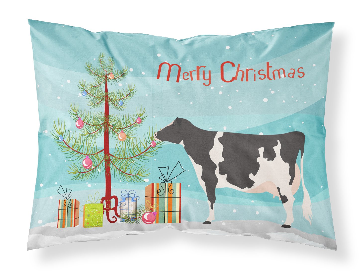 Holstein Cow Christmas Fabric Standard Pillowcase BB9189PILLOWCASE by Caroline's Treasures
